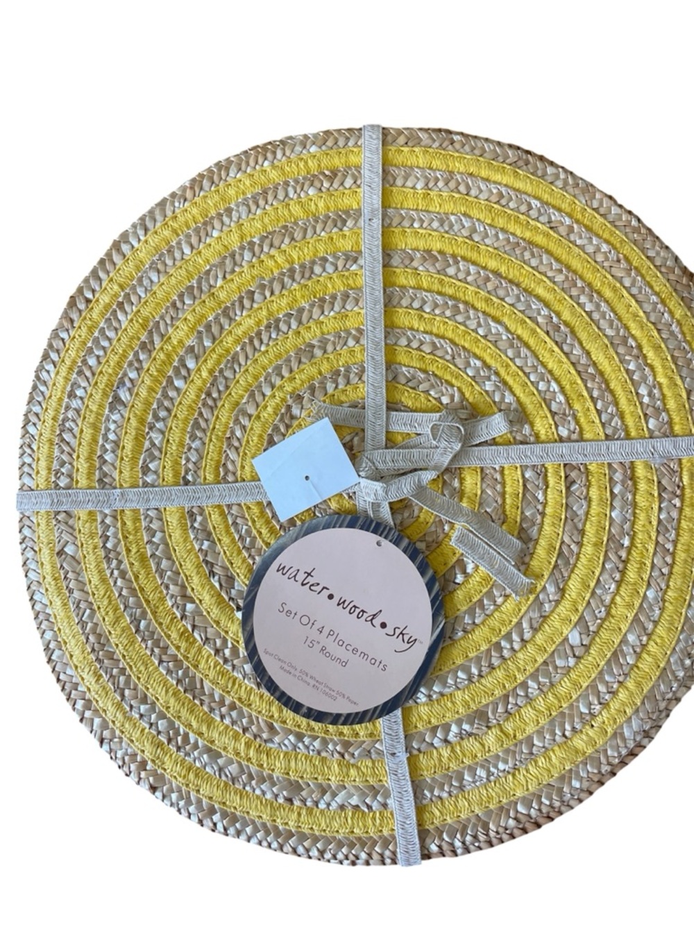 NWT Original Packaging Yellow Braided Round Placemat - Set of 4